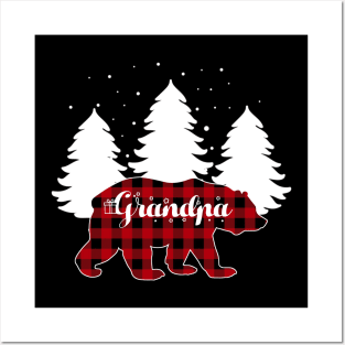 Buffalo Red Plaid Grandpa Bear Matching Family Christmas Posters and Art